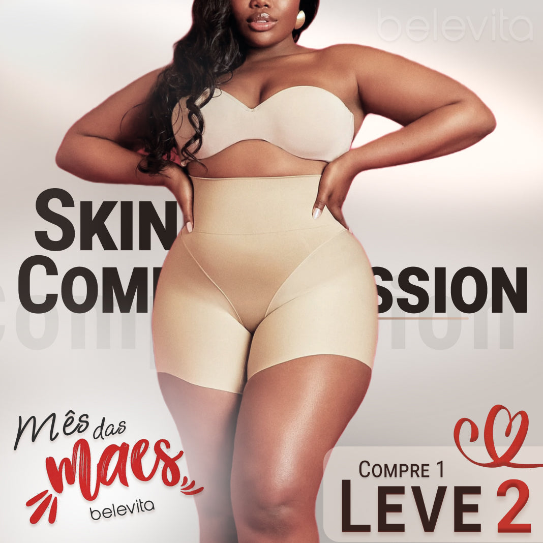 Short Modelador Skin Compression sem costura + Brinde Calcinha Modeladora